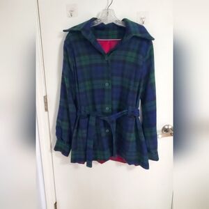 Vintage Pendleton Wool Plaid Navy Green Jacket Small